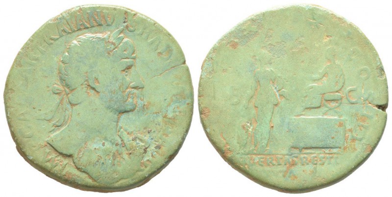 Hadrianus 117 - 138 Sestertius, Rome, 119-120, Orichalcum 21.61 g Avers: IMP CAE...