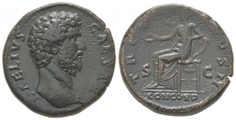Hadrianus 117 - 138 pour Aelius Caesar 136 - 138 Sestertius, Rome, 137, AE 27.9 ...