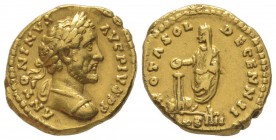 Antoninus Pius 138 - 161 Aureus, Rome, 145-161, AU 7.18 g Avers: ANTONINVS AVG PIVS P P Buste lauré et cuirassé à droite Revers: VOTA SOL DECENN II CO...
