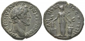 Antoninus Pius 138 - 161 As, Rome, 141, AE 11.46 g Avers: ANTONINVS PIVS P P TR P XVII Tête laurée à droite Revers: ANNONA AVG COS XIII S C Abundantia...