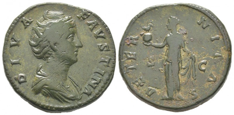 Antoninus Pius pour Faustina Augusta 138-141 Sestertius, Rome 141, AE 24.31 g Av...