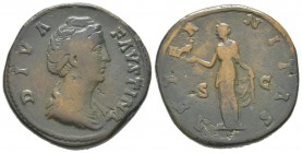 Antoninus Pius pour Faustina Augusta 138-141 Sestertius, Rome, 141, AE 26.78 g Avers: DIVA FAVSTINA Buste diademé et drapé à droite Revers: AETERNITAS...
