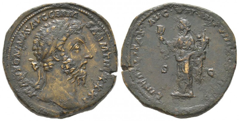 Marcus Aurelius 161 - 180 Sestertius, Rome 176-177, AE 28.2 g Avers: M ANTONINVS...