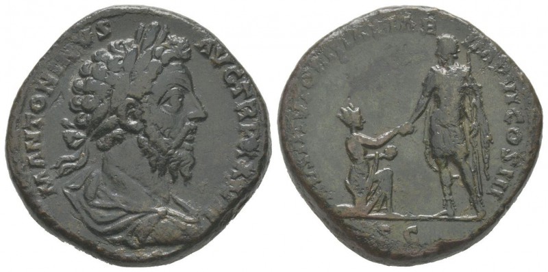 Marcus Aurelius 161 - 180 Sestertius, Rome, 172-173, AE 27.4 g Avers: M ANTONINV...