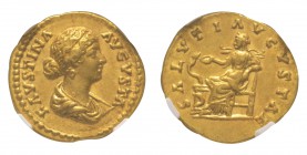 Marcus Aurelius 161 - 180 pour Faustina Aureus, Rome, 161-176, AU 7.24 g Avers: FAVSTINA AVGVSTA Buste drapé à droite Revers: SALVTI AVGVSTAE Salus as...