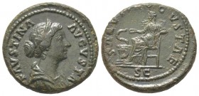 Marcus Aurelius 161 - 180 pour Faustina As, Rome, 141, AE 10.95 g Avers: FAVSTINA AVGVSTA Buste diadémé à droite Revers: SALVTI AVGVSTAE Salus assise ...