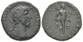 Lucius Verus 161 - 169 Dupondius, Rome, 164, AE 11.65 g Avers: L AVREL VERVS AVG ARMENIACVS Tête radiée à droite Revers: TR P IIII IMP II COS II; S C ...