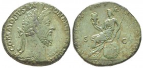Commodus 180 - 192 Sestertius, Rome, 184, AE 19.35 g Avers: M COMMODVS AN-TON AVG PIVS BRIT Tête laurée à droite Revers: P M TR P VIIII IMP VII COS II...