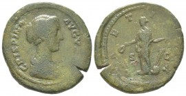 Commodus 180 - 192 pour Crispina As, Rome, 183, AE 11.82 g Avers: CRISPINA AVGVSTA Buste drapé à droite Revers: LAETITIA S C Laetitia debout à gauche,...