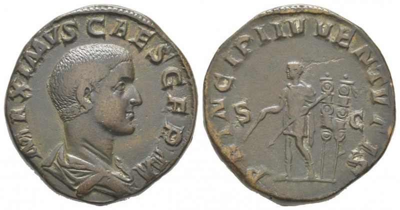 Maximinus I 235 - 238 pour Maximus Caesar Sestertius, Rome, 235-236, AE 20.4 g A...