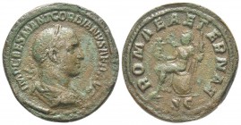 Gordianus II 237 - 244 Sestertius, Rome, 238, AE 20.2 g Avers: IMP CAES M ANT GORDIANVS AFR AVG Buste lauré, drapé et cuirassé à droite Revers: ROMAE ...