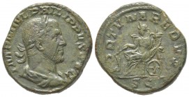 Philippus I 244 - 249 Sestertius, Rome, 244-249, AE 23.05 g Avers: IMP M IVL PHILIPPVS AVG Buste lauré et drapé à droite Revers: FORTVNA REDVX à l'exe...