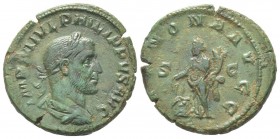 Philippus I 244 - 249 As, Rome, 245-247, AE 7.62 g Avers: IMP M IVL PHILIPPVS AVG Buste lauré et drapé à droite Revers: ANNONA AVGG S C Annona avec de...