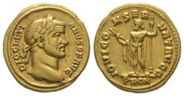 Diocletianus 284 - 286 Aureus, Rome, AU 5.67 g Avers: DIOCLETIANVS P F AVG Tête lauré à droite Revers: IOVI CONSERVAT AVGG à l'exergue PROM Jupiter de...