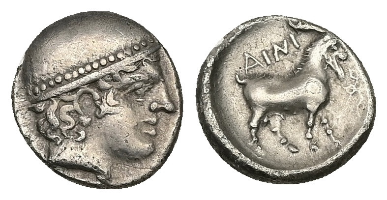 Thrace, Ainos. AR Diobol, 1.16 g 11.93 mm. Circa 427/6-425/4 BC. 
Obv: Head of H...