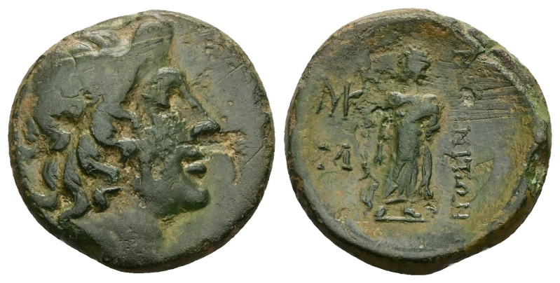Thrace, Maroneia. Ae, 6.61 g 23.63 mm. First century BC. 
Obv: Head of goddess (...