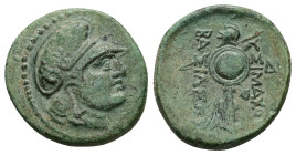 Kings of Thrace (Macedonian). Lysimachos. Ae, 6.69 g 22.54 mm. (305-281 BC). Uncertain mint in Western Asia Minor.
Obv: Male head right, wearing Phryg...