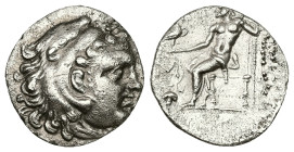 Kings of Macedon, Alexander III 'the Great'. AR Drachm, 3.64 g 18.98 mm. 336-323 BC. Chios.
Obv: Head of Herakles right, wearing lion skin.
Rev: AΛΕΞΑ...