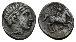 Kings of Macedon, Philip III Arrhidaios. AR 1/5 Tetradrachm, 2.44 g 14.60 mm. 323-317 BC. In the types of Philip II. Amphipolis mint. Struck under Pol...