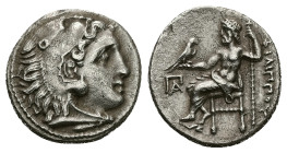 Kings of Macedon, Philip III Arrhidaios. AR Drachm, 4.14 g 17.70 mm. 323-317 BC. Kolophon.
Obv: Head of Herakles right, wearing lion skin.
Rev: ΦΙΛΙΠΠ...