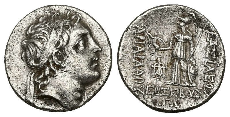 Kings of Cappadocia, Ariarathes V. AR Drachm, 3.95 g 17.77 mm. Circa 163-130 BC....