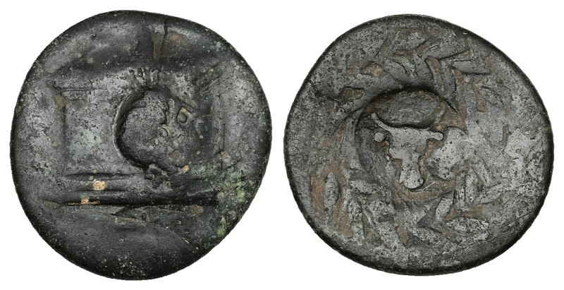 Mysia, Parion. Ae, 4.45 g 19.12 mm. 2nd-1st centuries BC.
Obv: Altar. Countermar...