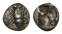 Ionia, Ephesos. AR Hemiobol, 0.45 g 7.12 mm. Circa 5th century BC.
Obv: Bee.
Rev: Incuse square punch.
Ref: Cf. Rosen 572.
Near Fine/ Fine
