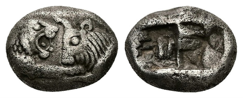 Kings of Lydia, Sardes. Kroisos. AR 1/3 Stater, 3.14 g 13.90 mm. Circa 564/53-55...