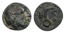 Lydia, Autophradates. Ae Chalkous, 1.27 g 10.40 mm. Satrap, 392-388 and 380-355 BC. 
Obv: Bearded head right, wearing kyrbasia.
Rev: OΛ. Monoskelis (o...