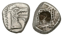Caria, Kindya. AR Tetrobol, 1.74 g 12.58 mm. Circa 510-480 BC.
Obv: Head of ketos right.
Rev: Geometric pattern within incuse square.
Ref: SNG Kayhan ...
