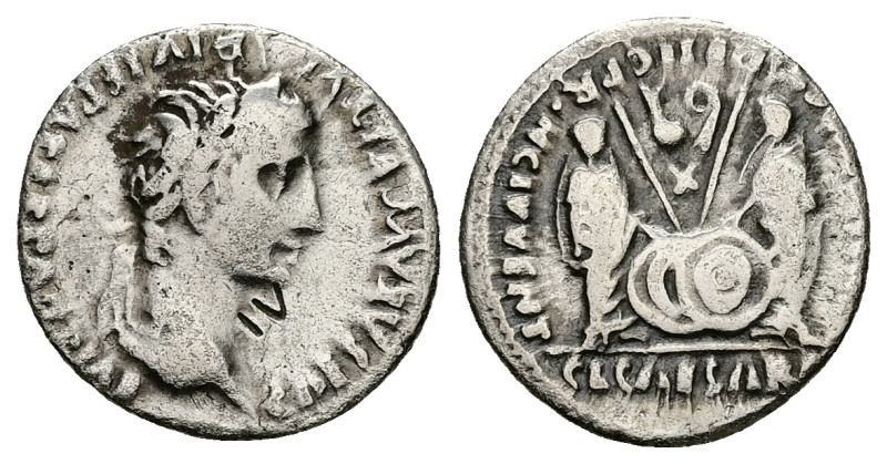 Augustus, 27 BC-AD 14. AR, Denarius. 3.66 g. 18.38 mm. Lungdunum.
Obv: CAESAR AV...