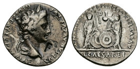 Augustus, 27 BC-AD 14. AR, Denarius. 3.70 g. 18.88 mm. Lungdunum.
Obv: CAESAR AVGVSTVS DIVI F PATER PATRIAE. Head of Augustus, laureate, right. Cmk: F...