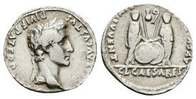 Augustus, 27 BC-AD 14. AR, Denarius. 3.59 g. 18.54 mm. Lungdunum.
Obv: CAESAR AVGVSTVS DIVI F PATER PATRIAE. Head of Augustus, laureate, right.
Rev: A...