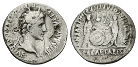 Augustus, 27 BC-AD 14. AR, Denarius. 3.65 g. 20.54 mm. Lungdunum.
Obv: CAESAR AVGVSTVS DIVI F PATER PATRIAE. Head of Augustus, laureate, right.
Rev: A...