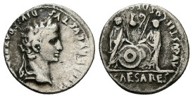 Augustus, 27 BC-AD 14. AR, Denarius. 3.64 g. 18.36 mm. Lungdunum.
Obv: CAESAR AVGVSTVS DIVI F PATER PATRIAE. Head of Augustus, laureate, right.
Rev: A...