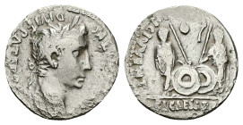 Augustus, 27 BC-AD 14. AR, Denarius. 3.40 g. 16.91 mm. Lungdunum.
Obv: CAESAR AVGVSTVS DIVI F PATER PATRIAE. Head of Augustus, laureate, right.
Rev: A...