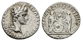 Augustus, 27 BC-AD 14. AR, Denarius. 3.48 g. 18.21 mm. Lungdunum.
Obv: CAESAR AVGVSTVS DIVI F PATER PATRIAE. Head of Augustus, laureate, right.
Rev: A...