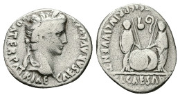 Augustus, 27 BC-AD 14. AR, Denarius. 3.49 g. 19.09 mm. Lungdunum.
Obv: CAESAR AVGVSTVS DIVI F PATER PATRIAE. Head of Augustus, laureate, right.
Rev: A...
