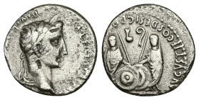 Augustus, 27 BC-AD 14. AR, Denarius. 3.41 g. 17.93 mm. Lungdunum.
Obv: CAESAR AVGVSTVS DIVI F PATER PATRIAE. Head of Augustus, laureate, right.
Rev: A...