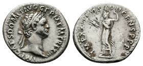 Domitian, AD 81-96. AR, Denarius. 3.24 g. 19.69 mm. Rome.
Obv: IMP CAES DOMIT AVG GERM P M TR P XIII. Head of Domitian, laureate, right.
Rev: IMP XX...