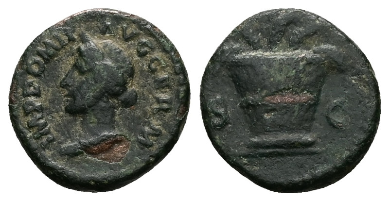 Domitian, AD 85. AE, Quadrans. 2.63 g. 16.07 mm. Rome.
Obv: IMP DOMIT AVG GERM. ...