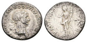 Trajan, AD 98-117. AR, Denarius. 2.34 g. 18.69 mm. Rome.
Obv: IMP CAES NER TRAIANO OPTIMO AVG GER DAC. Bust of Trajan, laureate, draped, cuirassed, ri...