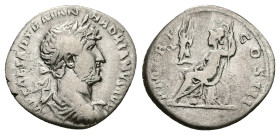 Hadrian, AD 117-138. AR, Denarius. 3.07 g. 19.34 mm. Rome.
Obv: IMP CAESAR TRAIAN HADRIANVS AVG. Bust of Hadrian, laureate, draped, right.
Rev: P M TR...