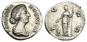 Faustina II, AD 147-175. AR, Denarius. 3.04 g. 18.70 mm. Rome.
Obv: FAVSTINA AVGVSTA. Bust of Faustina II, bare-headed, hair waved and fastened in a b...