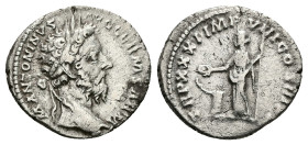 Marcus Aurelius, AD 161-180. AR, Denarius. 2.66 g. 19.24 mm. Rome.
Obv: M ANTONINVS AVG GERM SARM. Head of Marcus Aurelius, laureate, right.
Rev: TR P...