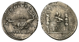 Marcus Aurelius and Lucius Verus. AD 165-169. AR, Denarius. 2.86 g. 19.46 mm. Rome.
Obv: ANTONIVS AVGVR III VIR R P C. Praetorian galley, left.
Rev: A...