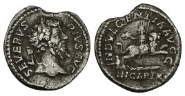 Septimius Severus, AD 193-211. AR, Denarius. 2.81 g. 18.67 mm. Rome.
Obv: SEVERVS PIVS AVG: Head of Septimius Severus, laureate, right
Rev: INDVLGENTI...