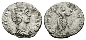 Julia Domna, AD 193-217. AR, Denarius. 2.66 g. 18.25 mm. Rome.
Obv: VLIA DOMNA AVG. Bust of Julia Domna, hair waved and coiled at back, draped, right....