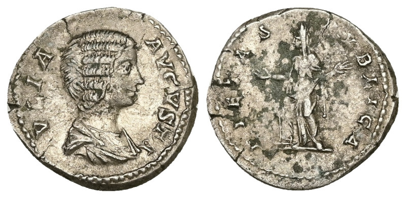 Julia Domna, AD 193-217. AR, Denarius. 3.06 g. 19.41 mm. Rome.
Obv: IVLIA AVGVST...