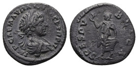 Caracalla, AD 198-217. AR, Denarius. 2.30 g. 18.50 mm. Laodicea ad Mare.
Obv: IMP CAE M AVR ANT AVG P TR P II. Bust of Caracalla, laureate, draped, cu...